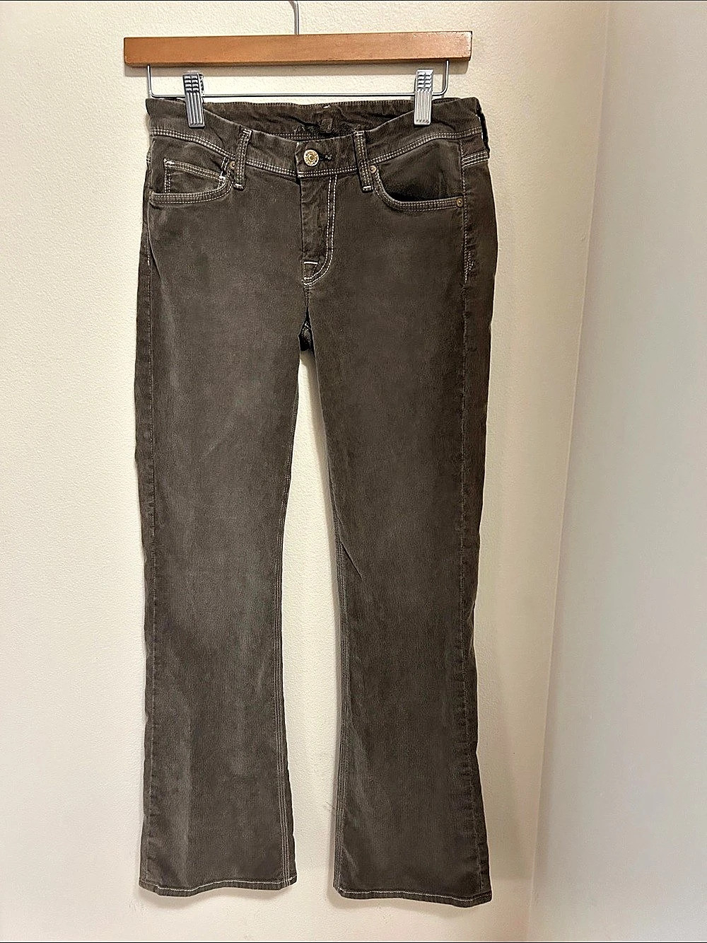 Vintage Y2K 7 For All Mankind Studded A-Pocket Brown Corduroy Pants